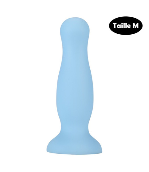 Plug anal ventouse bleu pastel taille M - A-001-M-BLU